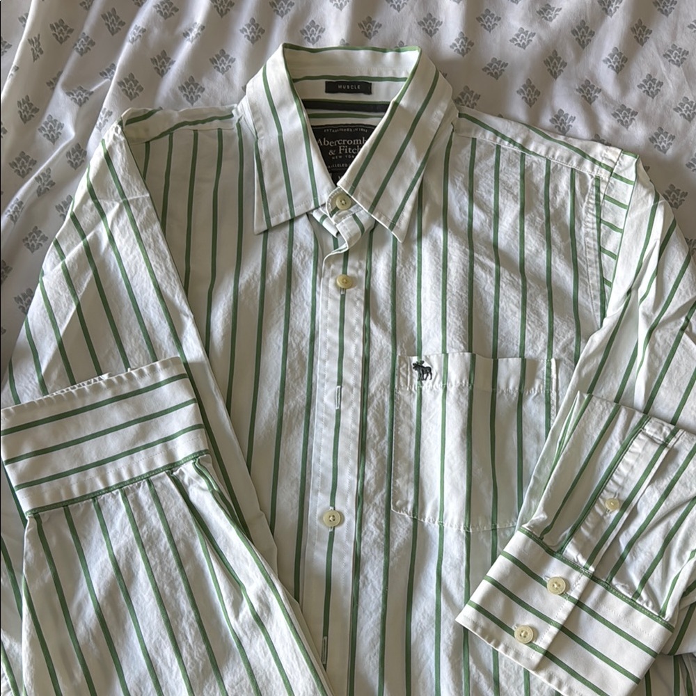 Brooks Brothers Green Striped Men's Shirt